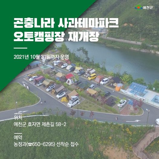 1.곤충나라 사과테마파크 오토캠핑장 재개장!